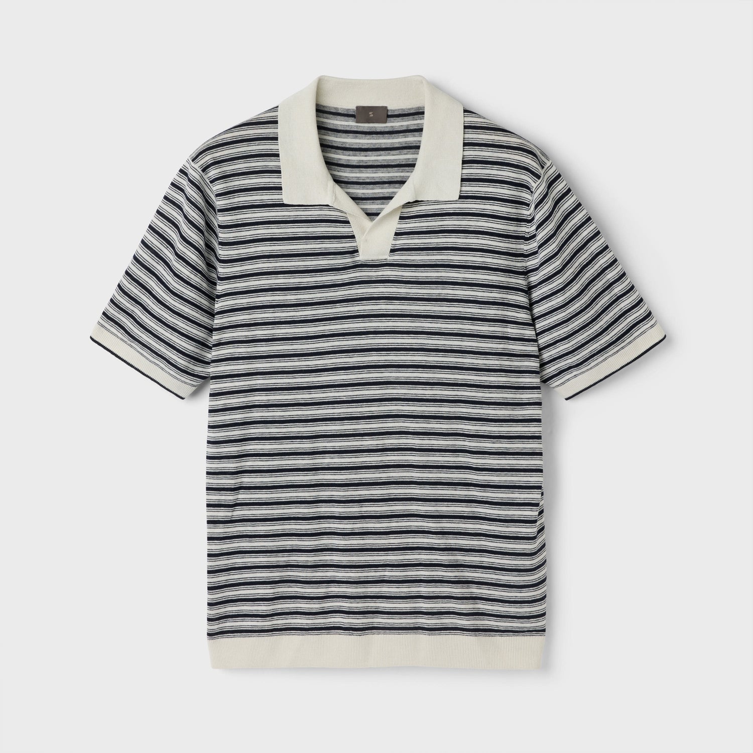 Men's Silk-Linen Striped Polo