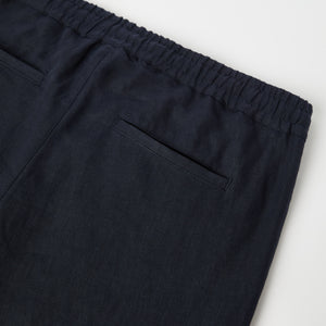 Men's Straight Leg Linen Drawstring Trousers