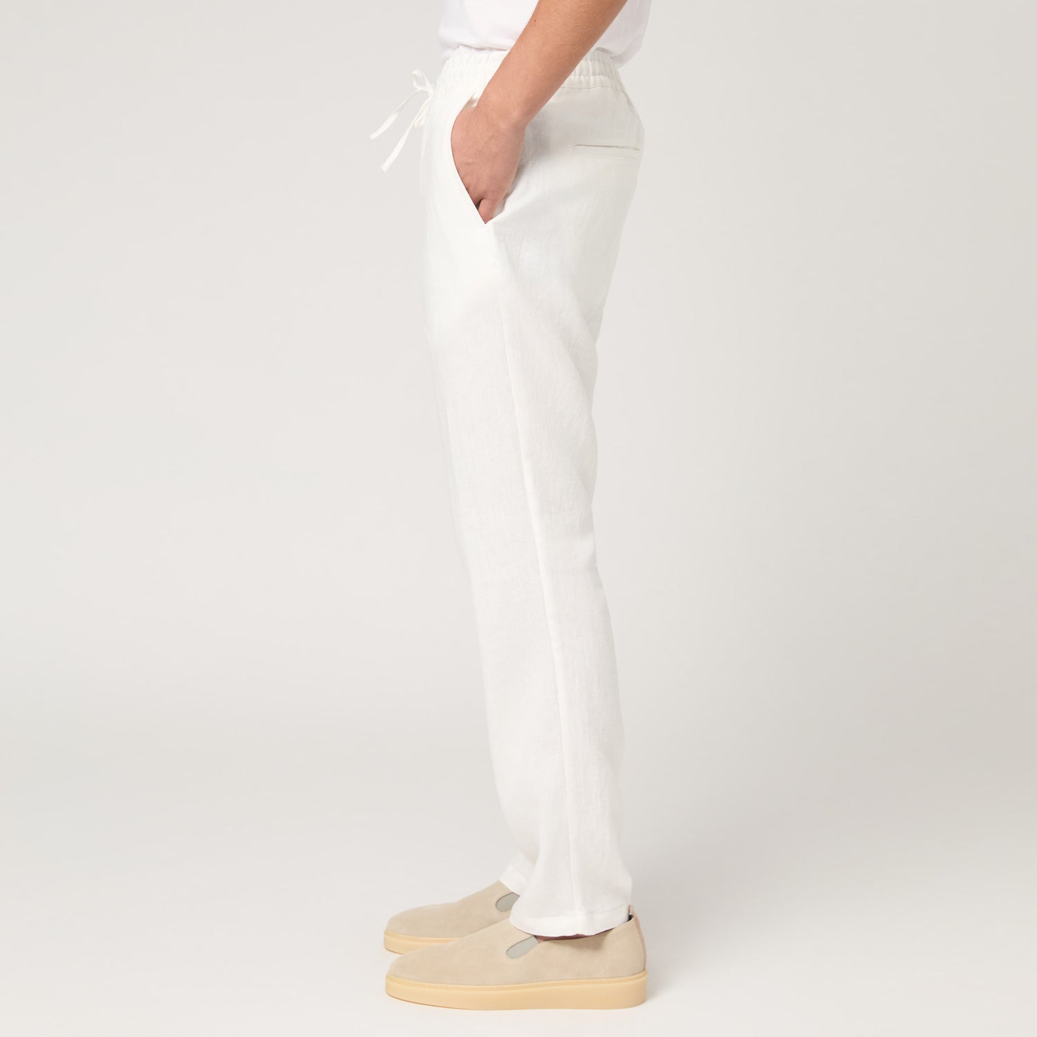 Men's Straight Leg Linen Drawstring Trousers