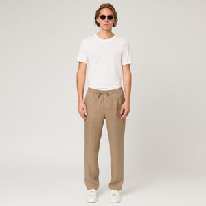 Men's Straight Leg Linen Drawstring Trousers