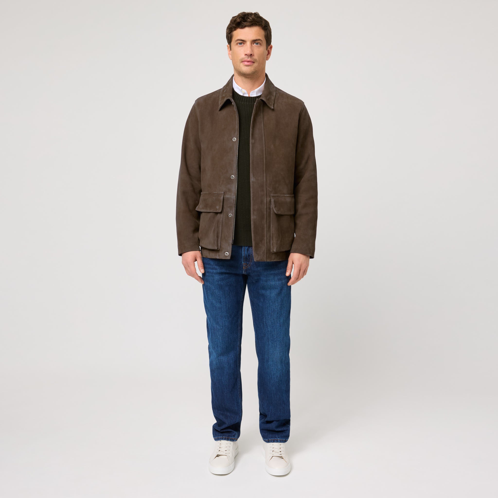 Men's Suede Field Jacket | Chrome‑Free Goatskin | Refined