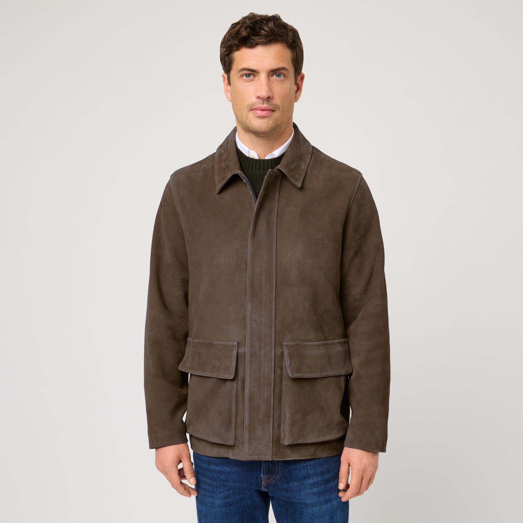 Men's Suede Field Jacket | Chrome‑Free Goatskin | Refined