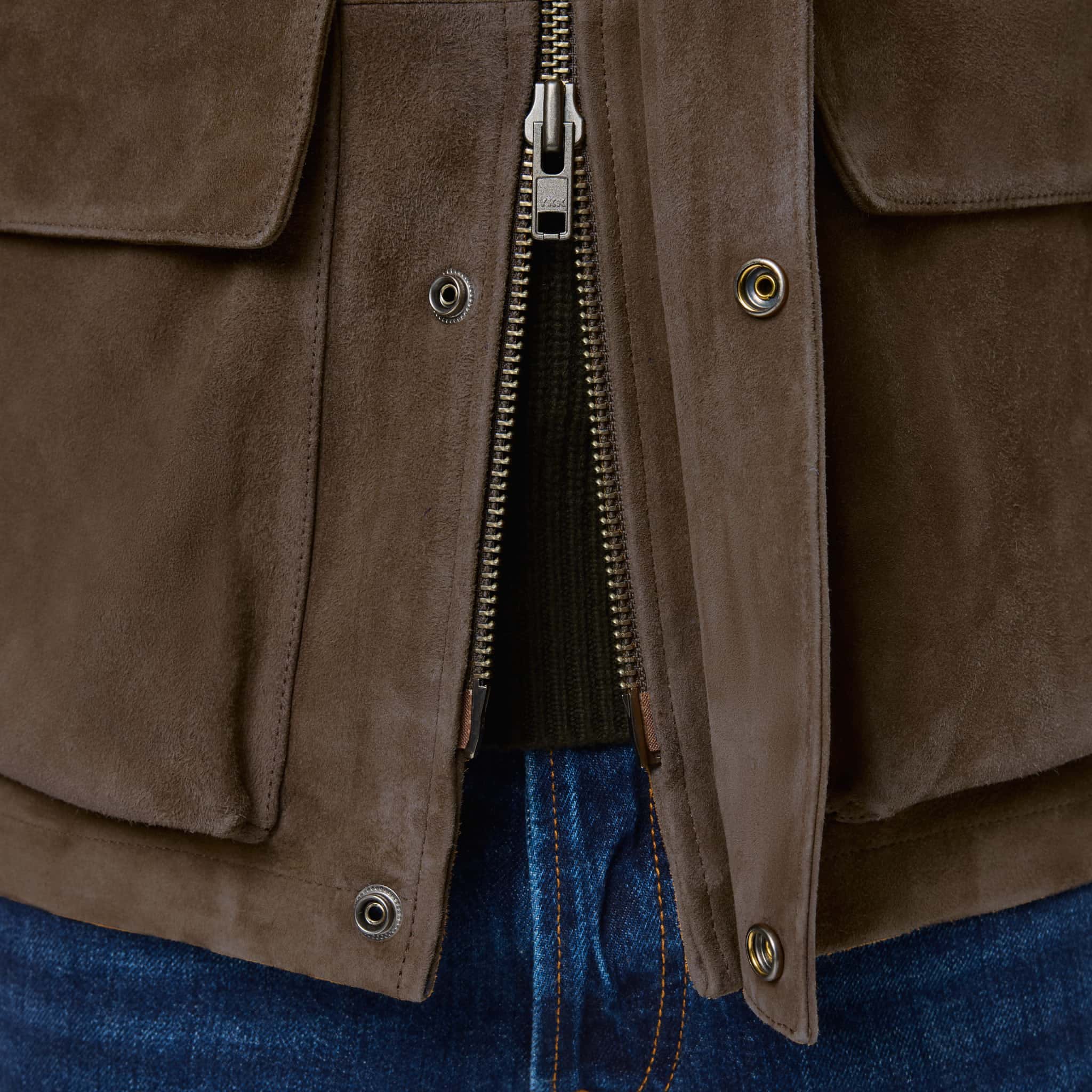 Men's Suede Field Jacket | Chrome‑Free Goatskin | Refined
