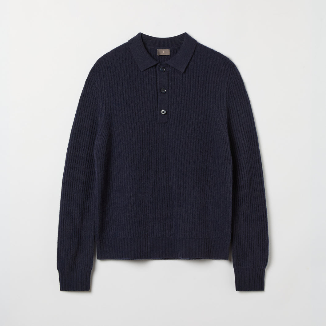 Men's Wool-Cashmere Rib Polo