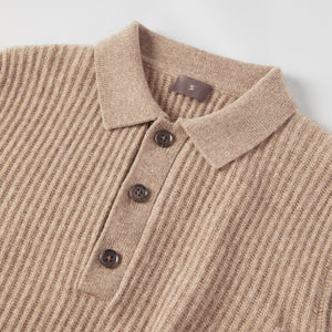 Men's Wool-Cashmere Rib Polo