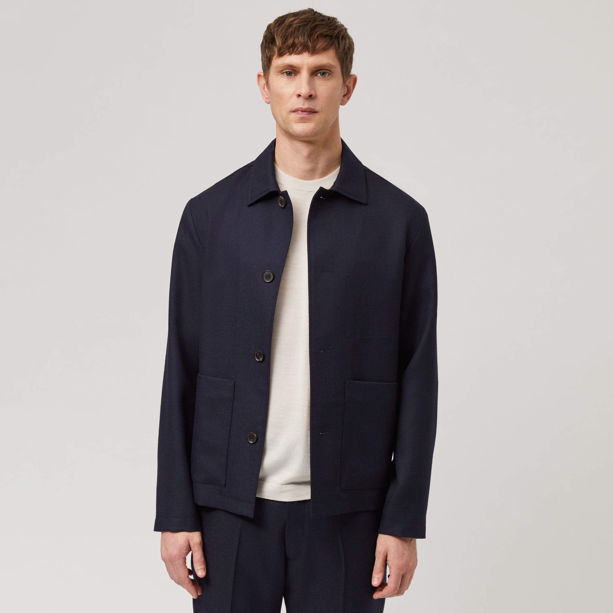 ジャケット・アウター POLYPLOID Bandcollar Wool Shirt Jacket 8seconds Hairy Shirt Jacket Gray | Jackets for Men | KOODING