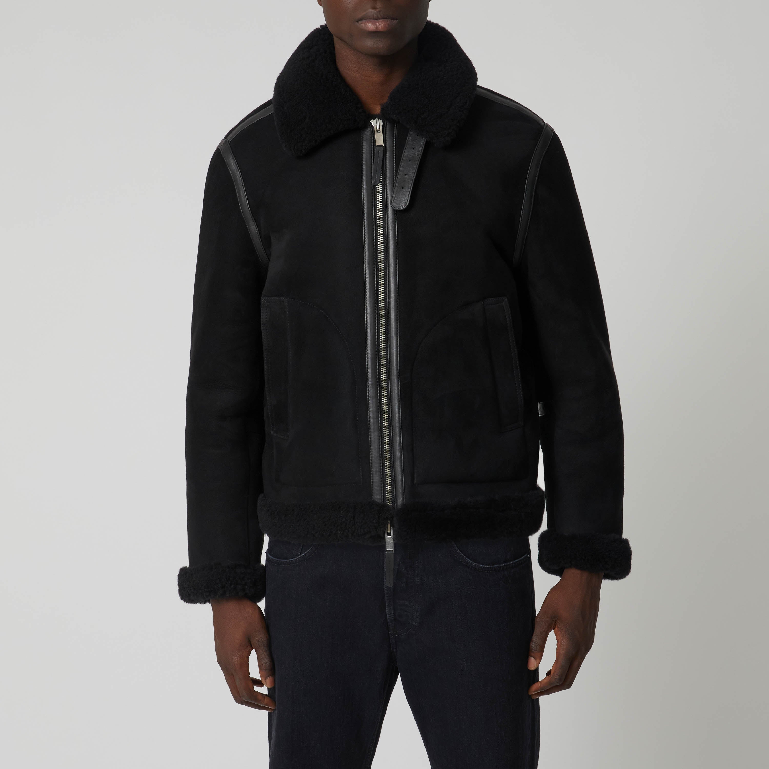 Shearling jacket clearance black mens