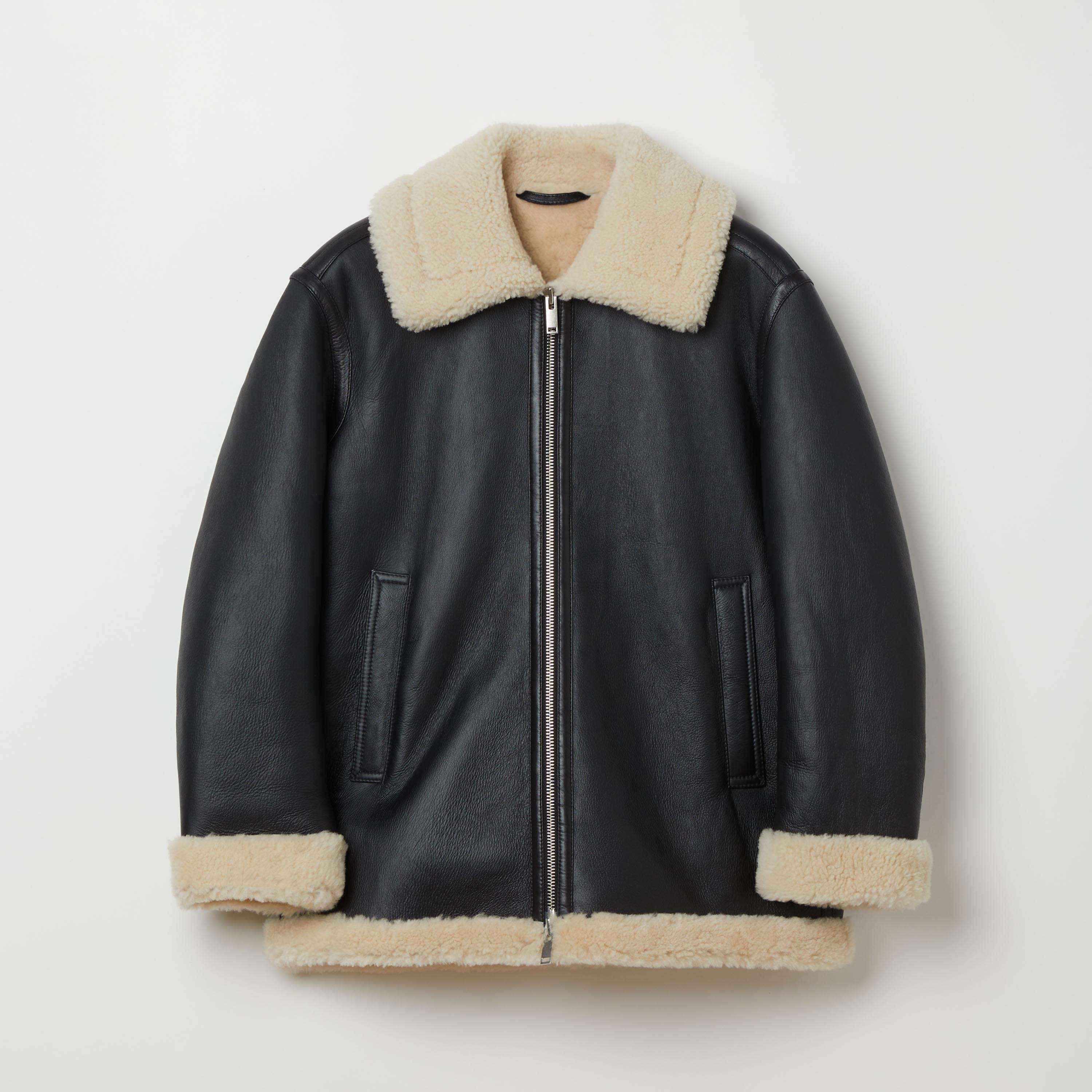 leather shearling jacket women