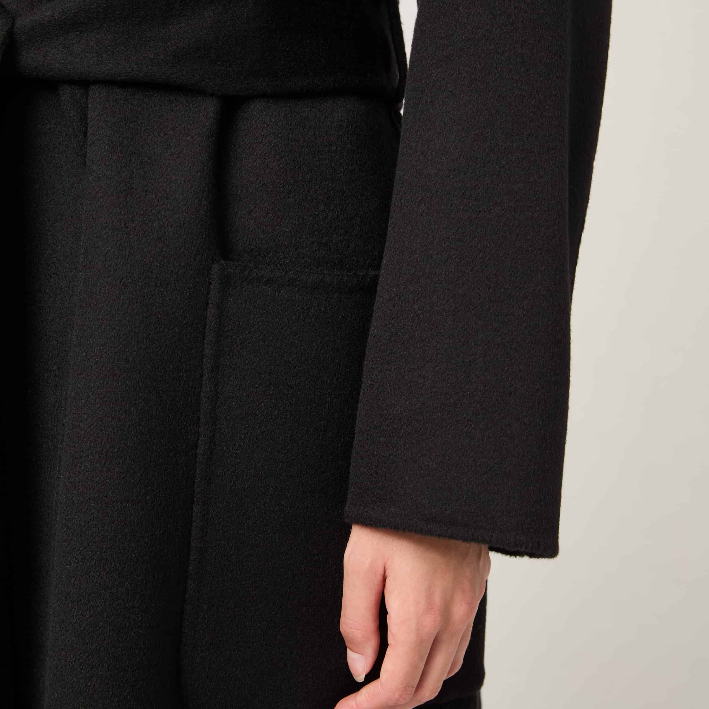 Women's Wool-Cashmere Robe Coat - Black - Singular Society