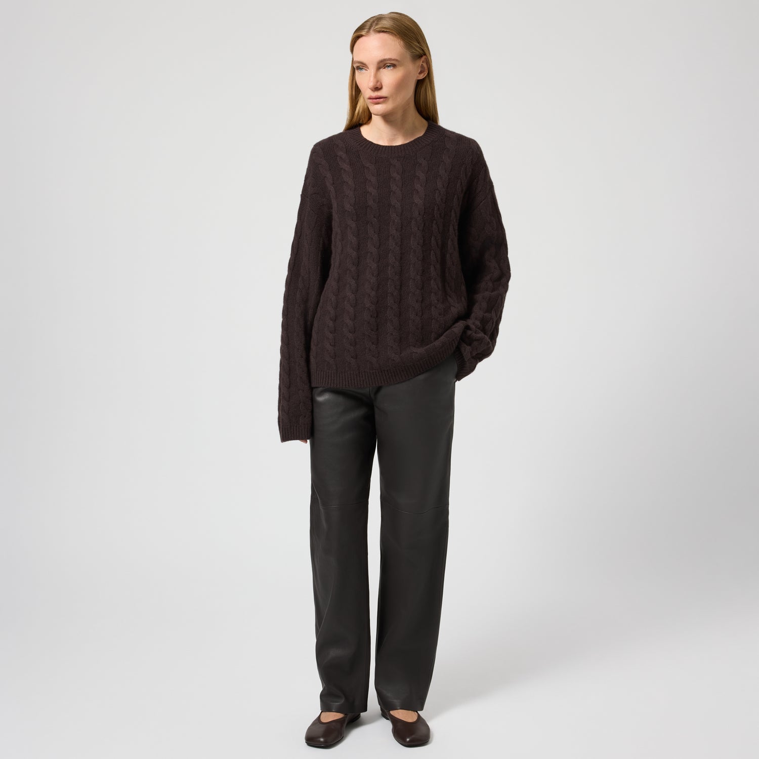 Women's Wool-Cashmere Cable Sweater