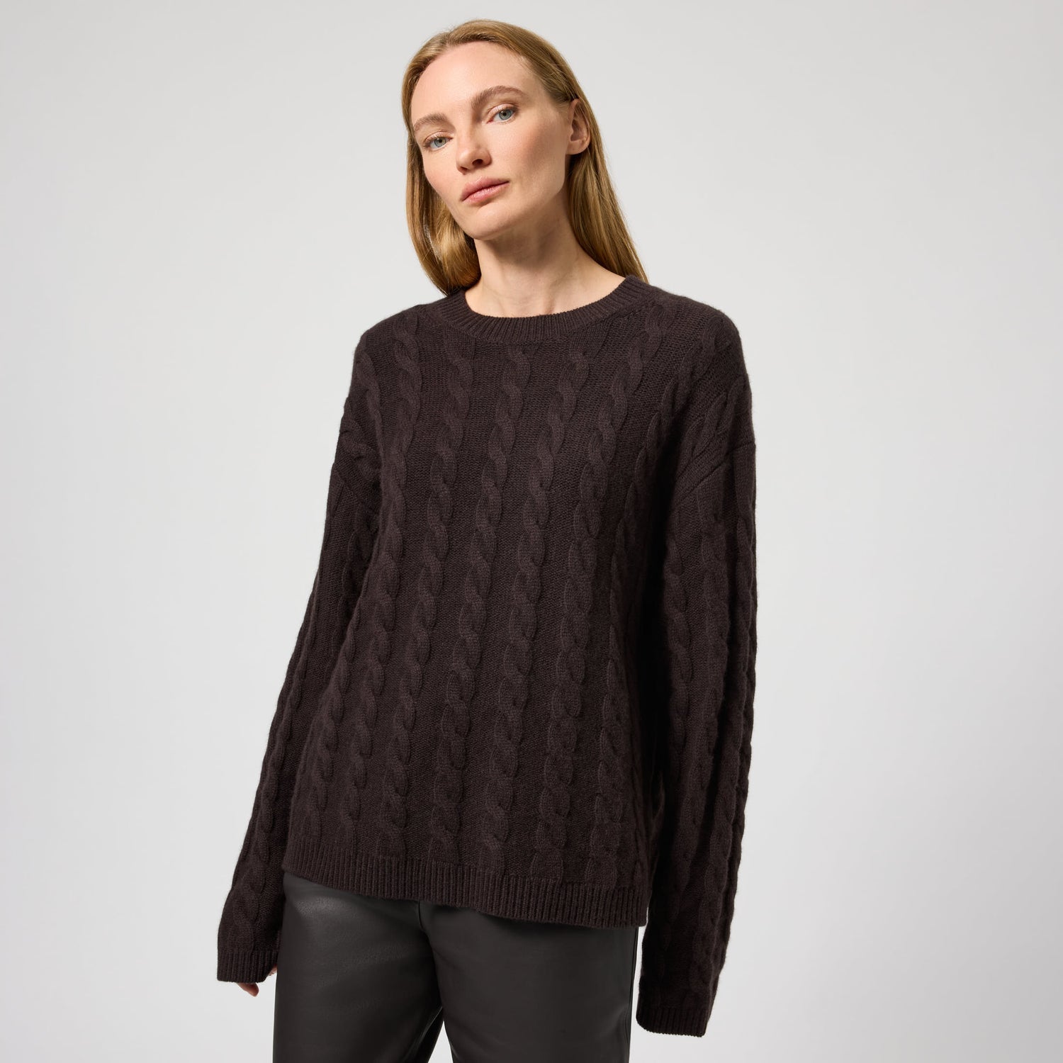 Women's Wool-Cashmere Cable Sweater