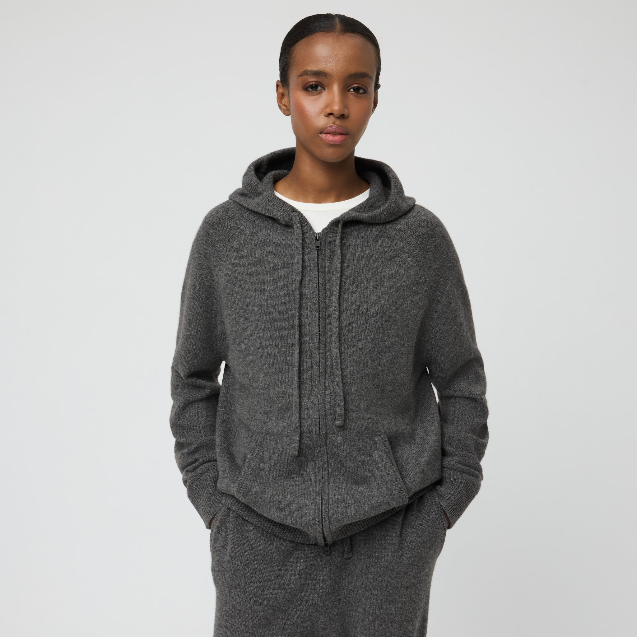 WOOL CASHMERE ZIP HOODIE Lサイズ Women's Cashmere Zip Hoodie | Soft & Comfy | Singular Design