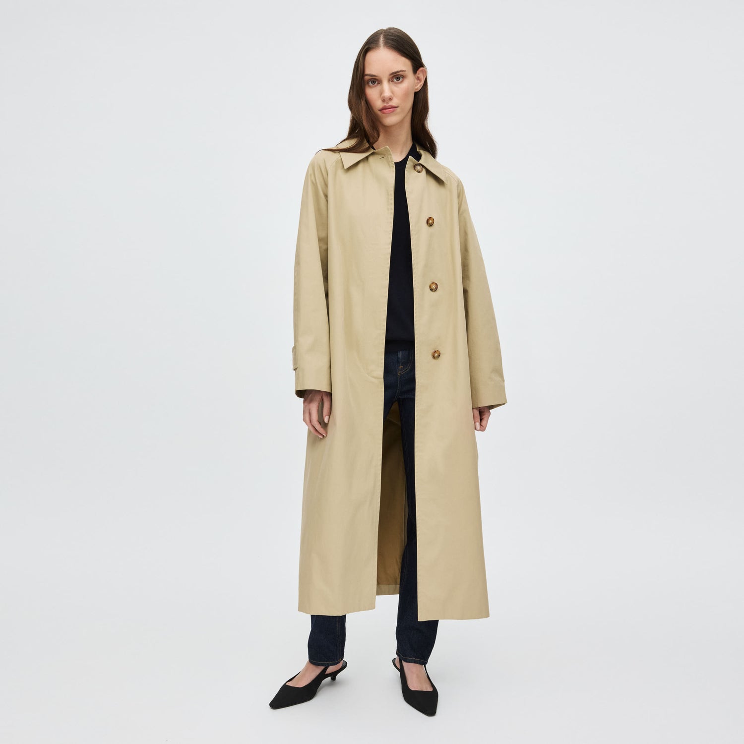 Women's Belted Cotton-Twill Trench Coat