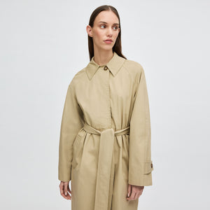 Women's Belted Cotton-Twill Trench Coat