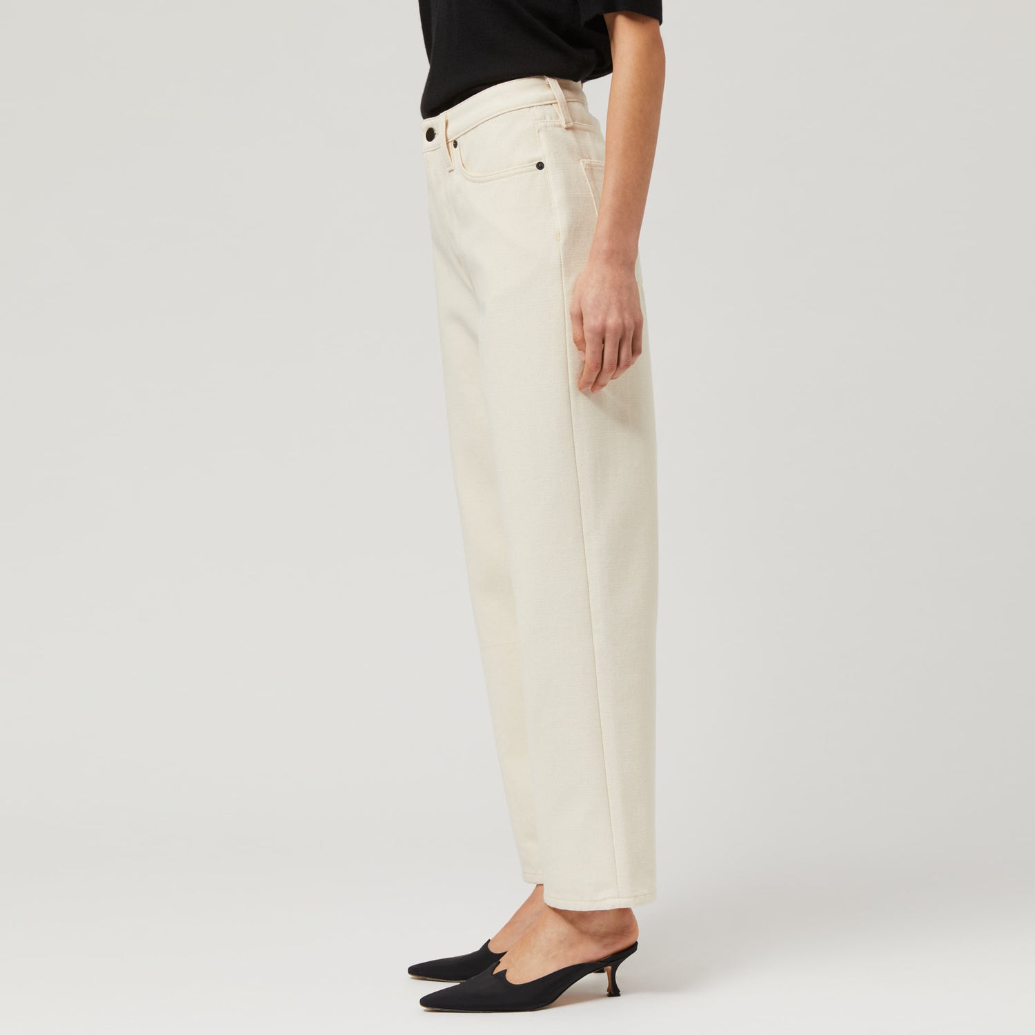 Women's High-Waisted Ecru Denim Trousers