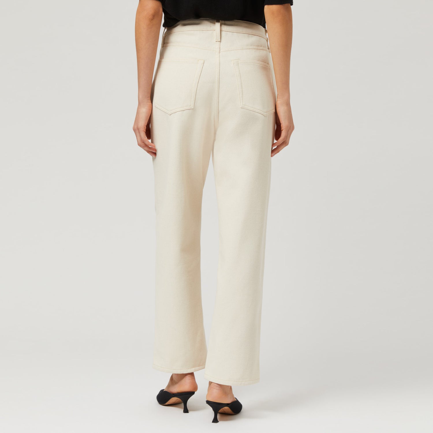 Women's High-Waisted Ecru Denim Trousers