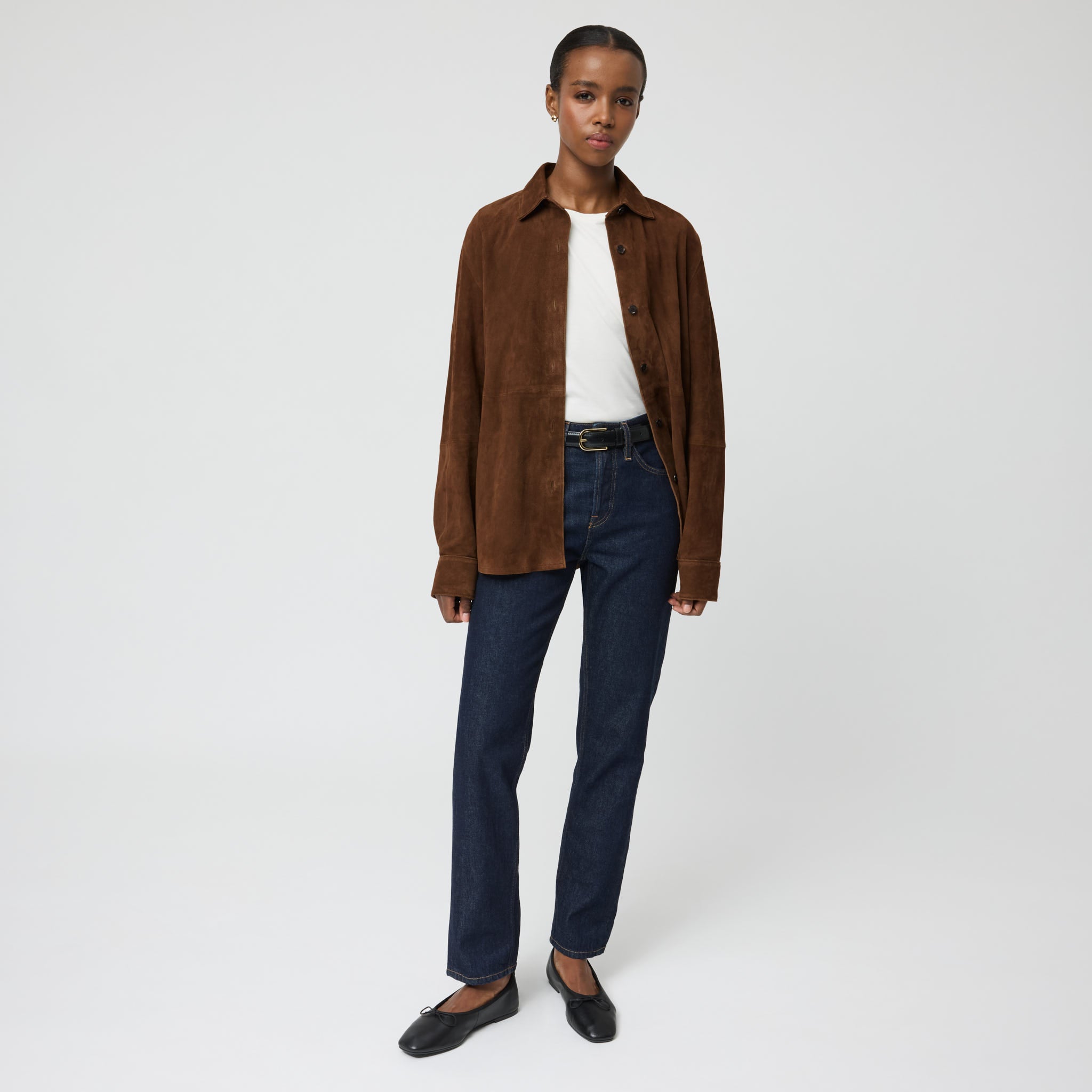 real suede over sized shirt ブラウン Overshirt in suede calfskin Brown - LOEWE