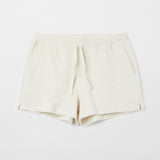 Women's organic cotton terry shorts in Clay with an elastic drawstring waistband.