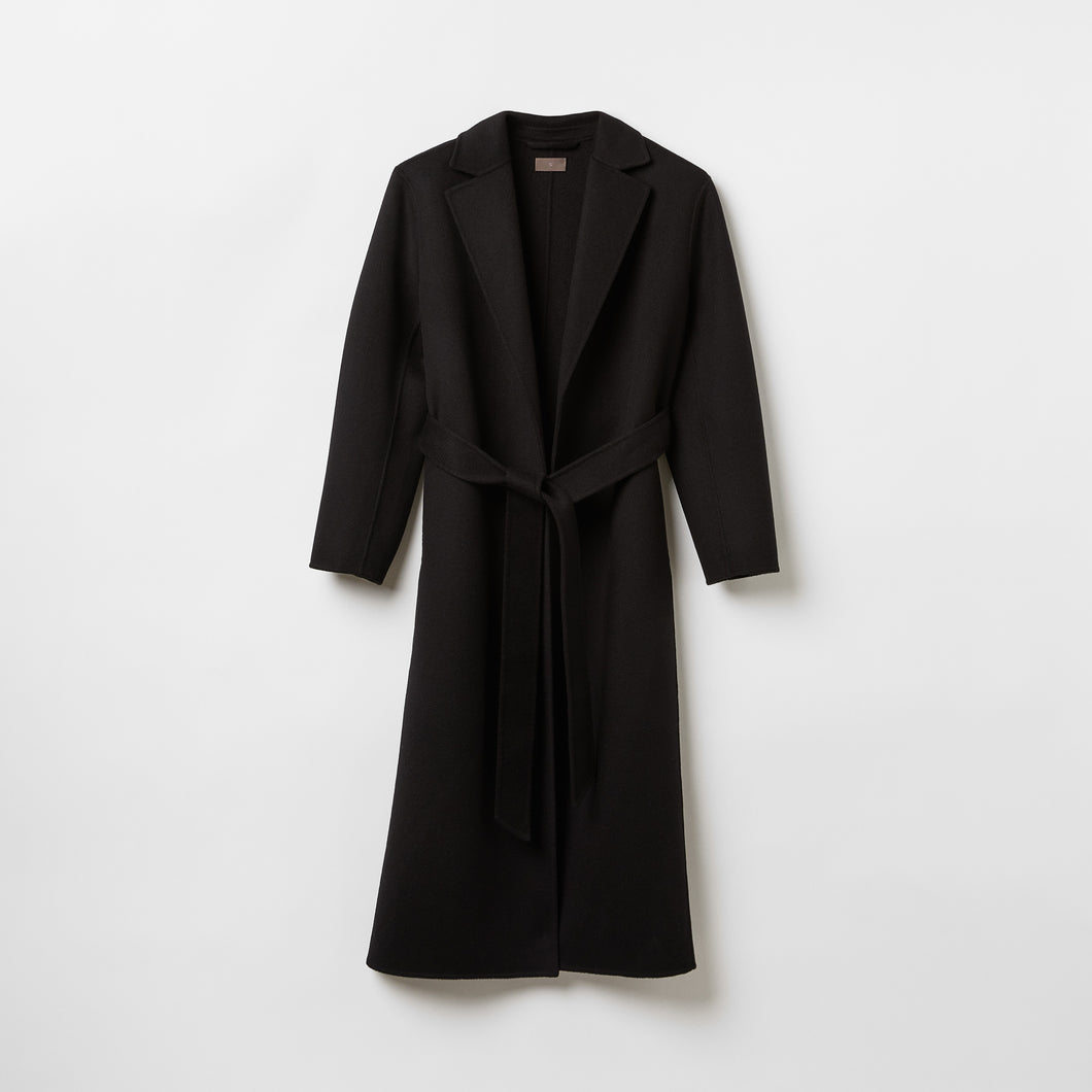 Women's Belted Wool Cashmere Coat in Black
