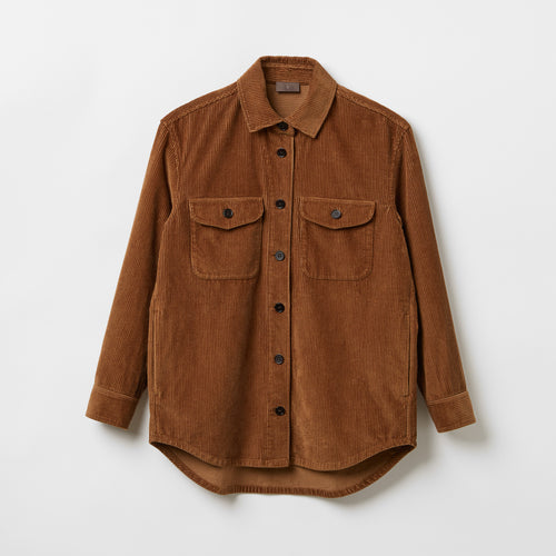 Women's Corduroy Overshirt Dark Camel